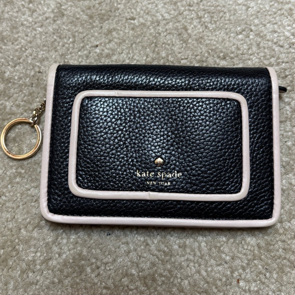 Kate Spade Black Wallet with Pink Edges